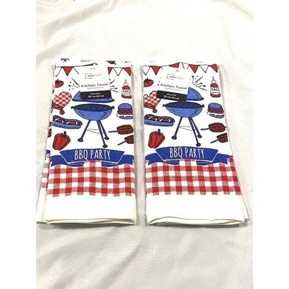 main stays lot of 2 BBQ cook out kitchen towels 15 x 25 inches in party - Picture 1 of 4